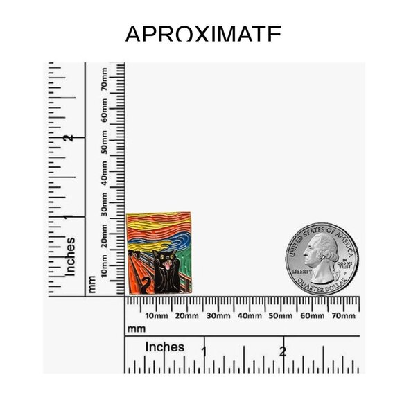 ✨Oz Scream black Cat Enamel Lapel Pins Cute Black Cat Van Gogh Art Brooch New✨ - Picture 5 of 5